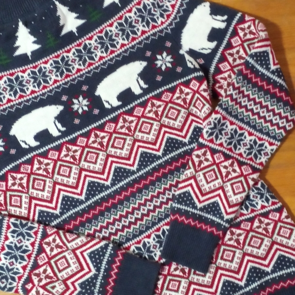 ASPEN 3/4 ZIP SWEATER REDGREEN BLUE PRINT HOLIDAY - Picture 5 of 14